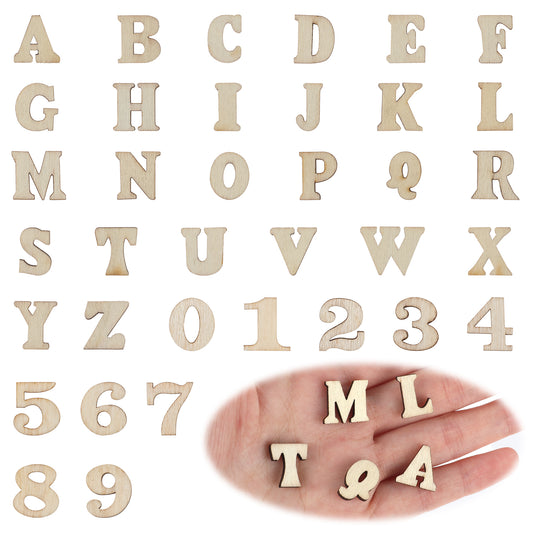 Molain 204 Pieces 0.6inch Mini Unfinished Wood Alphabet Letters and Wooden Numbers Blank Letters Blank Wood Clock Numbers Unpainted Calendar Numbers for Homemade Arts DIY Project(Letter+Number)