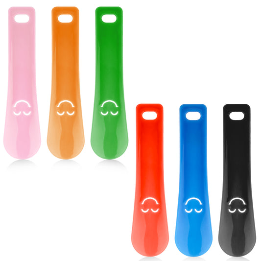 Jeffdad 6Pcs Plastic Shoe Horn 5.87 Inches Travel Shoehorn for Men, Women, Seniors& Kids Portable Shoe Horns-6 Colors