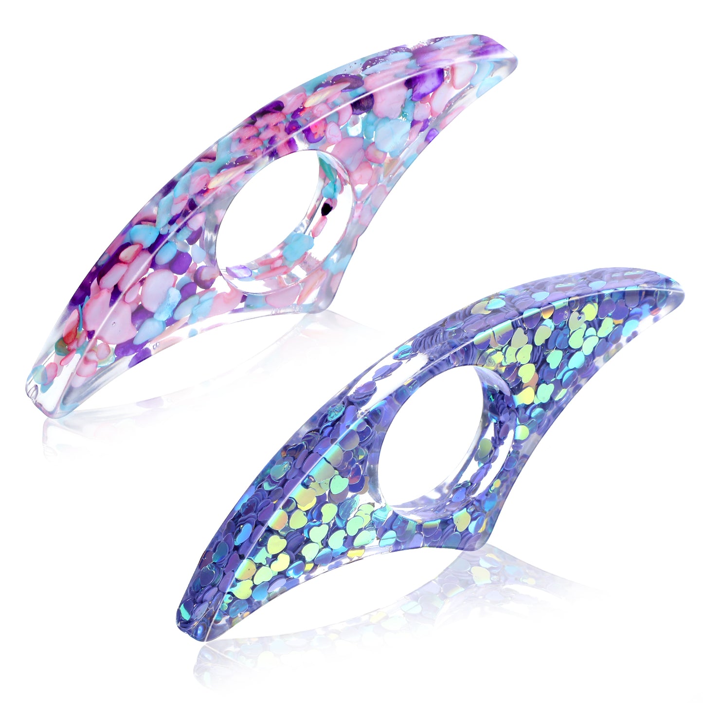 JIYIN Rhinestones Thumb Book Page Holder, 2Pcs Glitter Diamond Dotting Scalloped Thumb Bookmarks, Resin Book Opener Book Accessories Meaningful Gift for Book Lovers Teachers