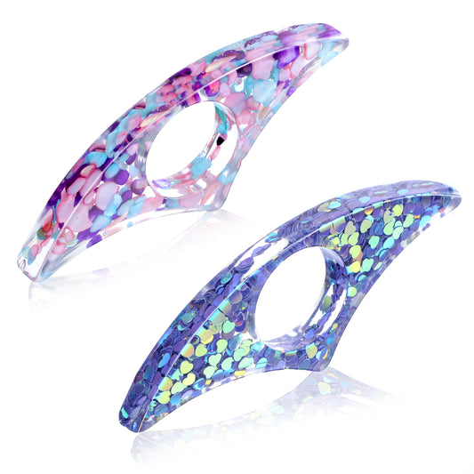 JIYIN Rhinestones Thumb Book Page Holder, 2Pcs Glitter Diamond Dotting Scalloped Thumb Bookmarks, Resin Book Opener Book Accessories Meaningful Gift for Book Lovers Teachers