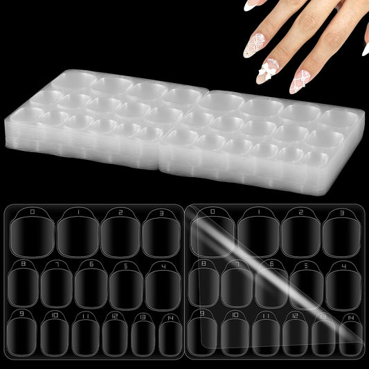 HJZHII 600 Pcs Nail Adhesive Tabs, 15 Sizes Clear Double Sided Sticky Tabs for Nails Breathable Jelly Glue Press on Nail Stickers for Fake Nails