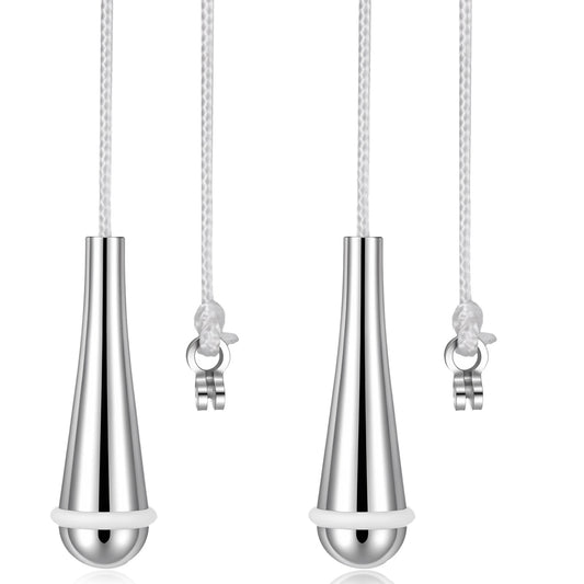 JJUNW 2 Pack Bathroom Light-Pull Cord Handle, Teardrop Chrome Pull String Light Switch End with 1.5m Nylon White Cord Connector for Bathroom Blind Toilet Ceiling Lights Fan
