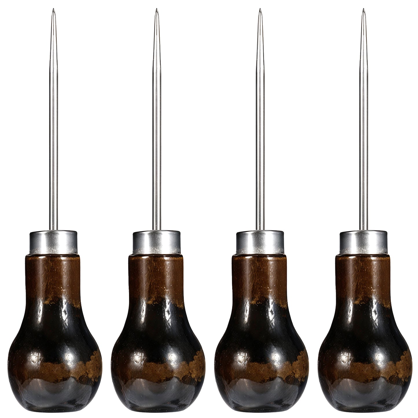 Giantree 4Pcs Awl Tool, Scratch Awl Tool, Awl Tool Sewing with Gourd Shape Wooden Handle, Leather Awl for Sewing Punching Stitching, Awl Repair Tool for Bookbinding Supplies Gourd
