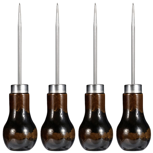 Giantree 4Pcs Awl Tool, Scratch Awl Tool, Awl Tool Sewing with Gourd Shape Wooden Handle, Leather Awl for Sewing Punching Stitching, Awl Repair Tool for Bookbinding Supplies Gourd