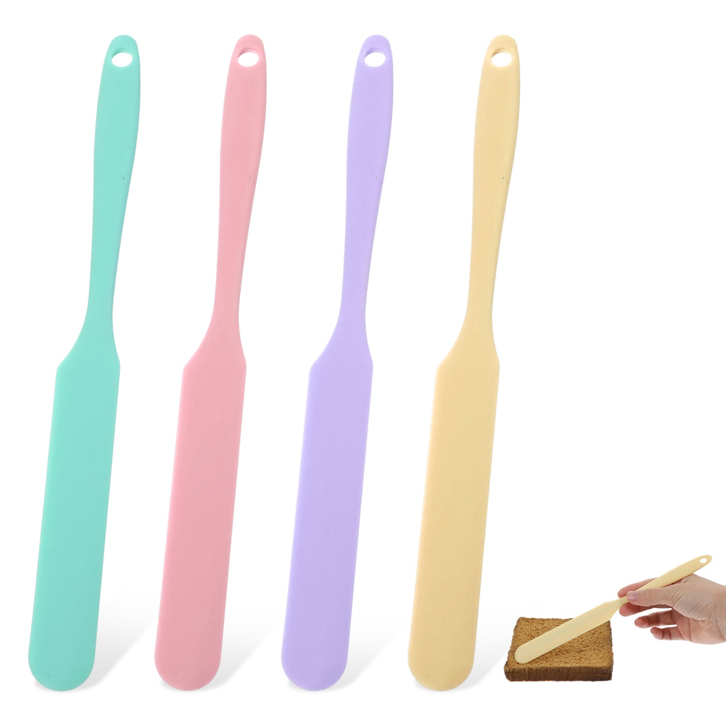 Simarro 4 Pcs Silicone Jar Spatulas, Baking Scraper Silicone Jar Shovel Heat, Scraper Jar Shovel Cake Cream Butter Scraper Mixing Scraper, for Scraping Icing Sugar, Bread Cream, Jam (4 Colors)