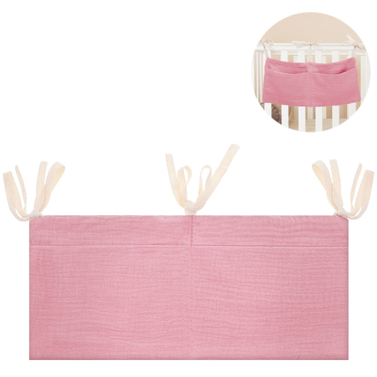 HJZHII Bedside Hanging Bags, Milk Bottle Bib-Storage Bag Crib Organizer Cotton Storage Bag Hanging Nappy Organizer Dormitory Bed-Bunk Organizing(Pink)