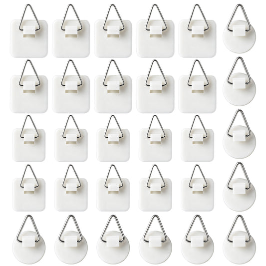 HJZHII 30 PCS Adhesive Picture Hanger, Invisible Plate Hangers Without Nails Heavy Duty Picture Hangin Hooks for Home Wall Art Photo Frame Foamboard No Wall Damage