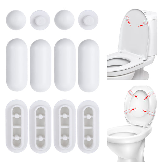 HJZHII 12PCS Toilet Seat Bumpers, Universal Buffer Toilet Lid Rubber Bumpers for Bidet Kits Toilet Seat Accessories for Families, Hospitals, School, Hotels Toilet