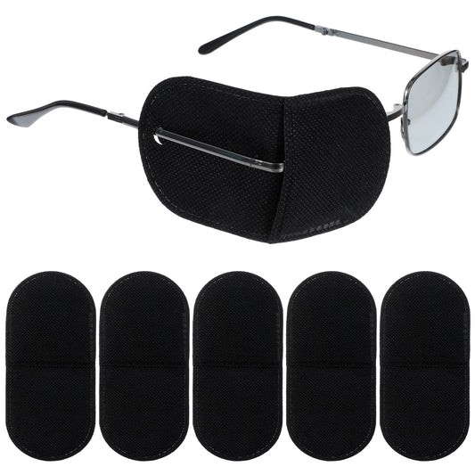 JJUNW 12 Pcs Eye Patches for Glasses, Black Eye Patch Reusable Soft Non-Woven Fabric Eye Cover, Lazy Eye Patch for Glasses Correction Lazy Eye Amblyopia Strabismus for Left or Right Eyes(Black)