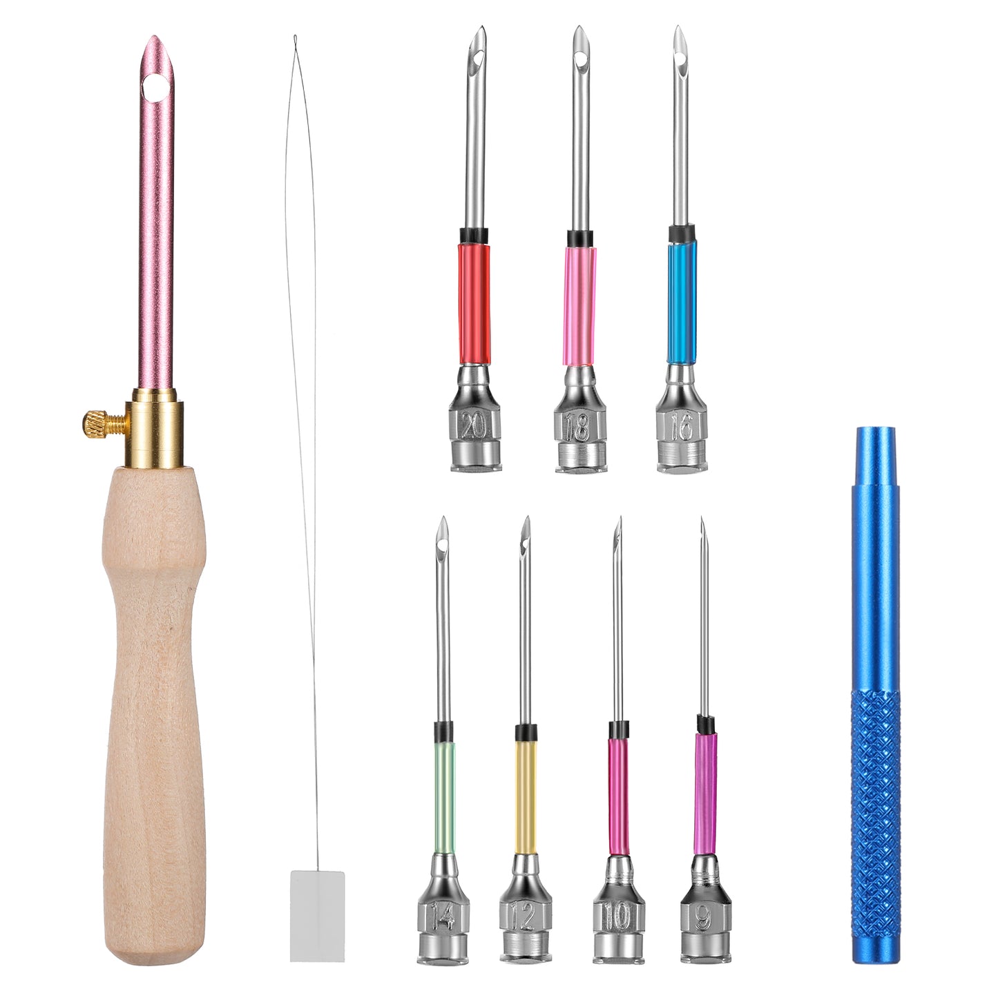Giantree 10 Pcs Punch Needle Kit, Adjustable Punch Needle Tool with 7 Sizes Needle Heads, Sewing Art Needle Tool, Punch Embroidery Kit for Adult Beginners Cross Stitch DIY Crafts
