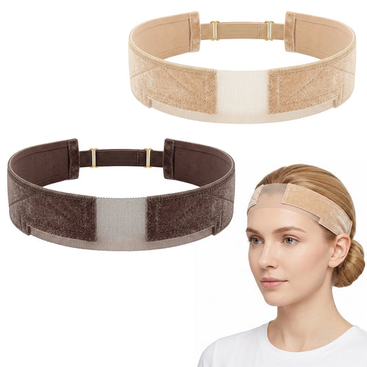 HJZHII 2PCS Wig Band to Hold Wig in Place, Adjustable Wig Grip Headband Non-Slip Velvet Elastic Wigs Band for Women Invisible Lace Head Band Wigs