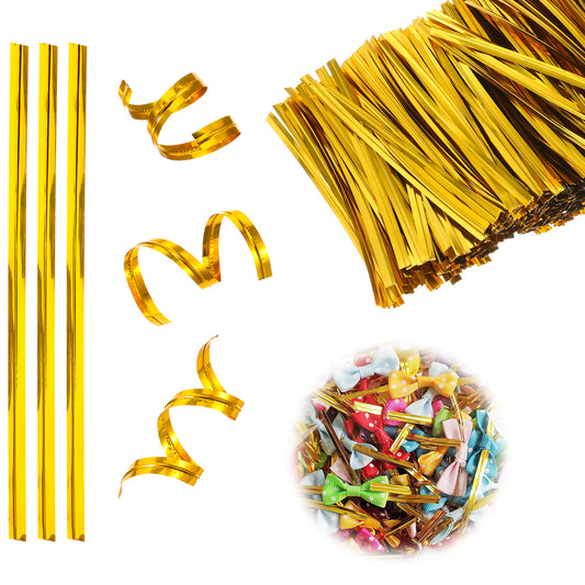 Cobee 1000 PCS Plastic Bread Twist Ties, Candy Twist Ties, Metallic Reusable Cable Tie for Bags Sandwich Bag Tie for Bakery Candy Bags Cookies Chocolate Party Gift Bag Supplies