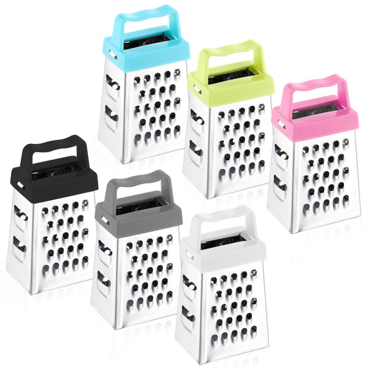AOZUO 6Pcs Mini Grater, Small Cheese Grater Stainless Steel Box Grater with Handle Efficient Kitchen Gadget for Grating Garlic Nutmeg Chocolate Parmesan Dishwasher Safe