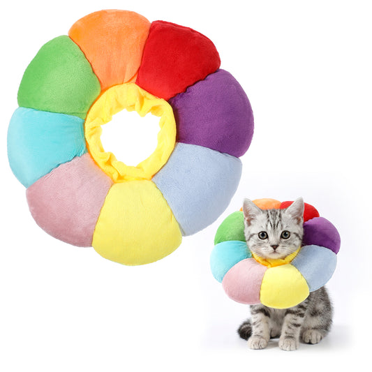 LIQWEI Cat Cone, Sunflower Cats Cone Collar, Soft Cat Recovery Collars Cated Cones to Stop Licking, Cute Autumn Cats Collar for Catting Grooming Pet Neck Protector