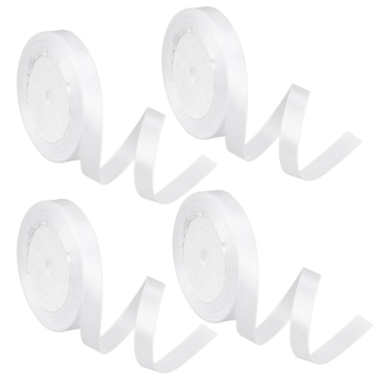Giantree White Satin Ribbon, 12mm x 91M White Double Faced Satin Bow Ribbon for Gift Wrapping Wedding Party Decoration Bows Crafts Making Bouquet Floral Arrangement