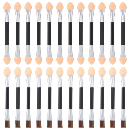 BOHUIZ Eyeshadow Brushes, 24 Sponge Eyeshadow Applicators, Double-sided Eye Shadow Brush, Double-Headed Eye Shadow Applicator Sticks, Disposable Makeup Applicator for Eyes