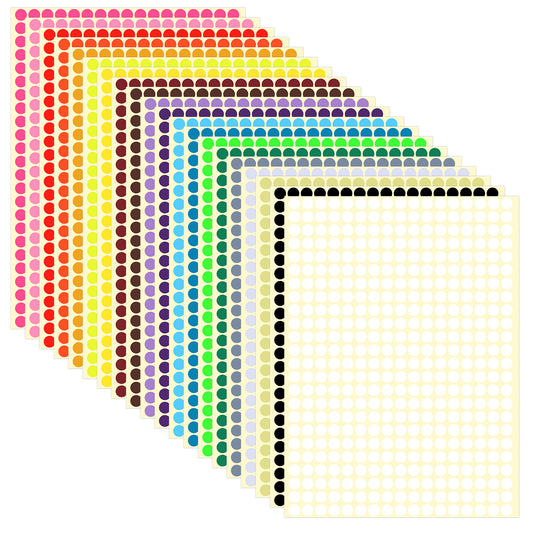 SHENLIU 16320 Pcs Small Colored Dot Stickers, 1/4" Small Color Coding Labels, Tiny Dot Stickers 20 Colors Round Marker Sticker for Office Classroom File Classification