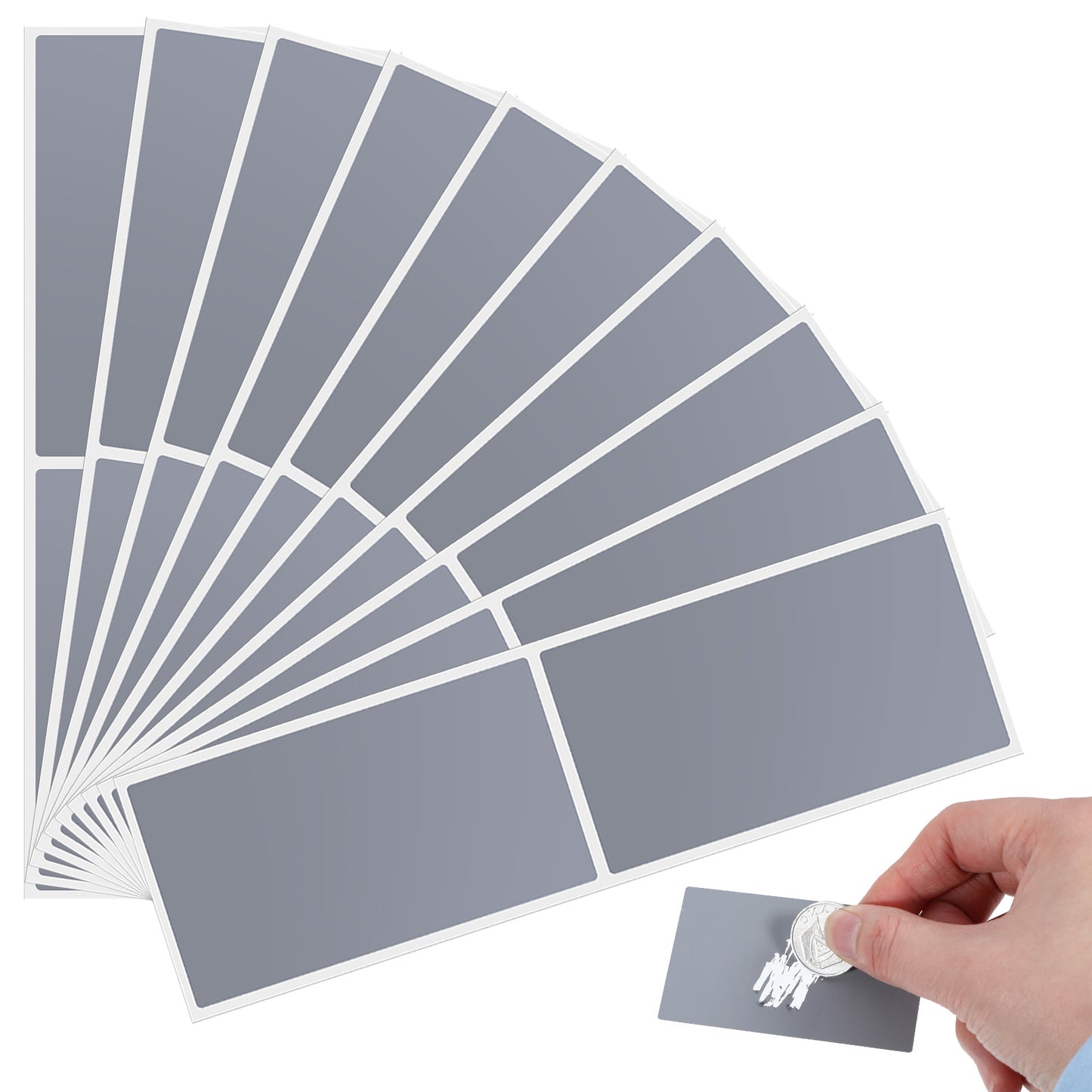 cobee 100 Pcs Scratch Off Stickers, Rectangle Gender Reveal Scratch Off Cards, Grey Self-Adhesive DIY Scratch Off Cards for Lottery Reward Programs Wedding Games Fundraisers Promotions