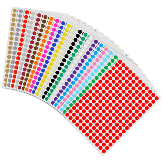 LXUEJIE 4080 Pcs Small Dot Stickers, 0.4 Inch Round Color Coding Labels Stickers, 20 Colors Circle Dots Marker Sticker for Office, Classroom Coding, Classification