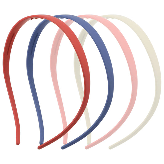 MBAIYO 4 Pcs No Pressure Headbands for Glasses Wearers,Sunglasses Thin Headbands for Women Non Slip Comfortable Hairbands Matte Plastic Hairbands Teeth(White+Orange+Cyan+Pink)