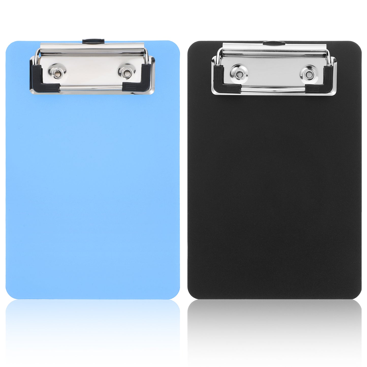 LXUEJIE Mini Clipboards 4" x 6", 2 PCS Black & Blue Plastic Small Clipboards A6 Letter Size Mini Clipboard with Retaining Clips Portable Pocket Clipboard for Home Restaurants Supermarket Offices