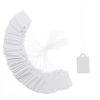 JIYIN 500Pcs Price Tags with String Attached, 1.38" x 0.87" Paper Hang Tags Tags Marking Strung Writable Garage Yard Tags, Display Labels for Jewelry Clothes Retail Holiday Arts Crafts(White)