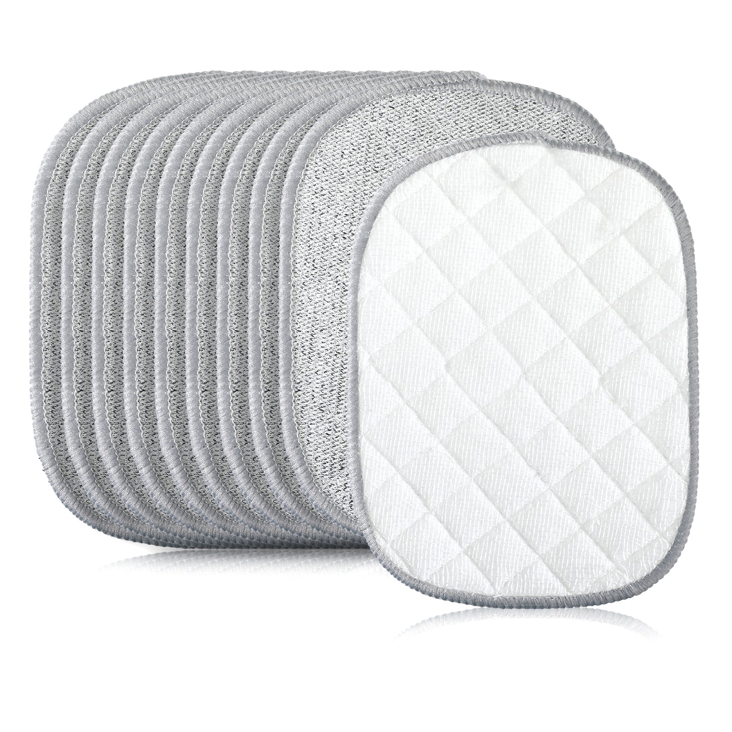 LXUEJIE 10 Pcs Wire Dish Cloth, 2025 Upgraded Double-Sided Cleaning Cloths, Silver Stainless Steel Mesh with Multi-Layer Cotton Yarn, Non-Scratch Metal Scrubbing Pads for Home Kitchen, Durable Reusabl