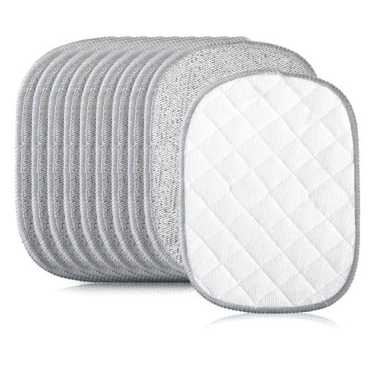 LXUEJIE 10 Pcs Wire Dish Cloth, 2025 Upgraded Double-Sided Cleaning Cloths, Silver Stainless Steel Mesh with Multi-Layer Cotton Yarn, Non-Scratch Metal Scrubbing Pads for Home Kitchen, Durable Reusabl