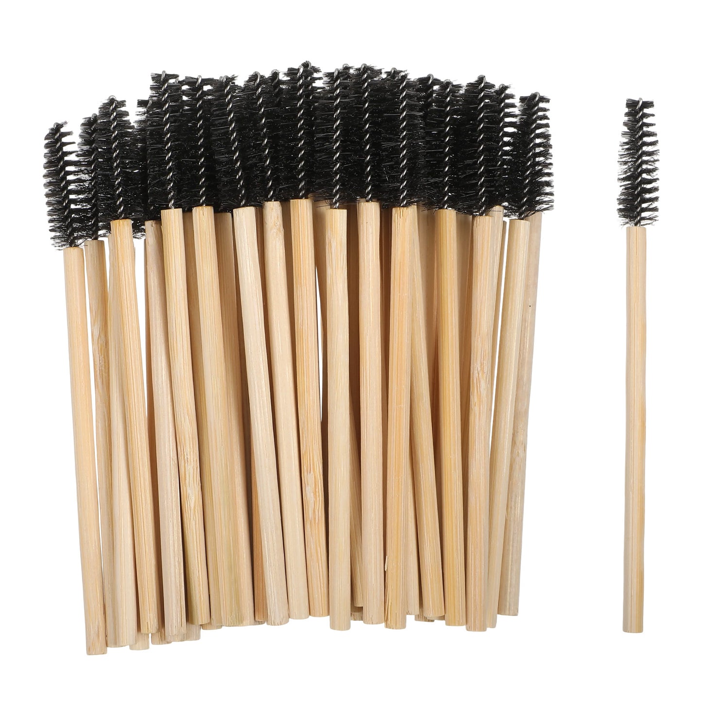 TIESOME 100 Pcs Disposable Lash Mascara Wands, Bamboo Eyelash Mascara Brushes, Black Eyelash Spoolies eyebrow brush Makeup Kit, Eyelashes Extension Brush Applicator Mascaras Wands Cosmetic Makeup Tool