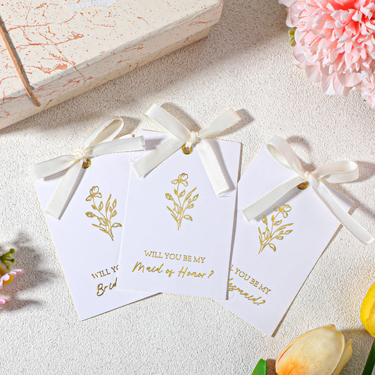 Bridesmaid Proposal Card Set, 8 Will You Be My Bridesmaid Card 2 Maid of Honor Proposal Cards 1 Matron of Honor with Ribbon, Wedding Invitation Greeting Cards