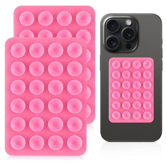 BOHUIZ 2 Pcs Silicone Suction Phone Case Mount, Anti-Slip Double-Sided Suction Cup Phone Case Hands-Free Phones Accessories Holder for Cell Phones(Pink)