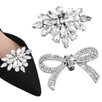 HJZHII 4pcs Rhinestone Shoe Clips for Women's Dress Shoes, Brilliant Crystal Shoe Heel Clip Detachable Buckle DIY Bow Charms for Wedding Birthday New Year Valentine's Day Party Decorations