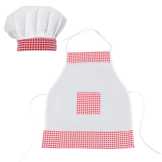 HJZHII 2PCS Grid Kids Apron, Newborn Baby Chef Photography Baby Cook Outfit Babys Girls Apron Costume with Adjustable Chef Hat for 8-24 Months Infant Photography Photo Memory