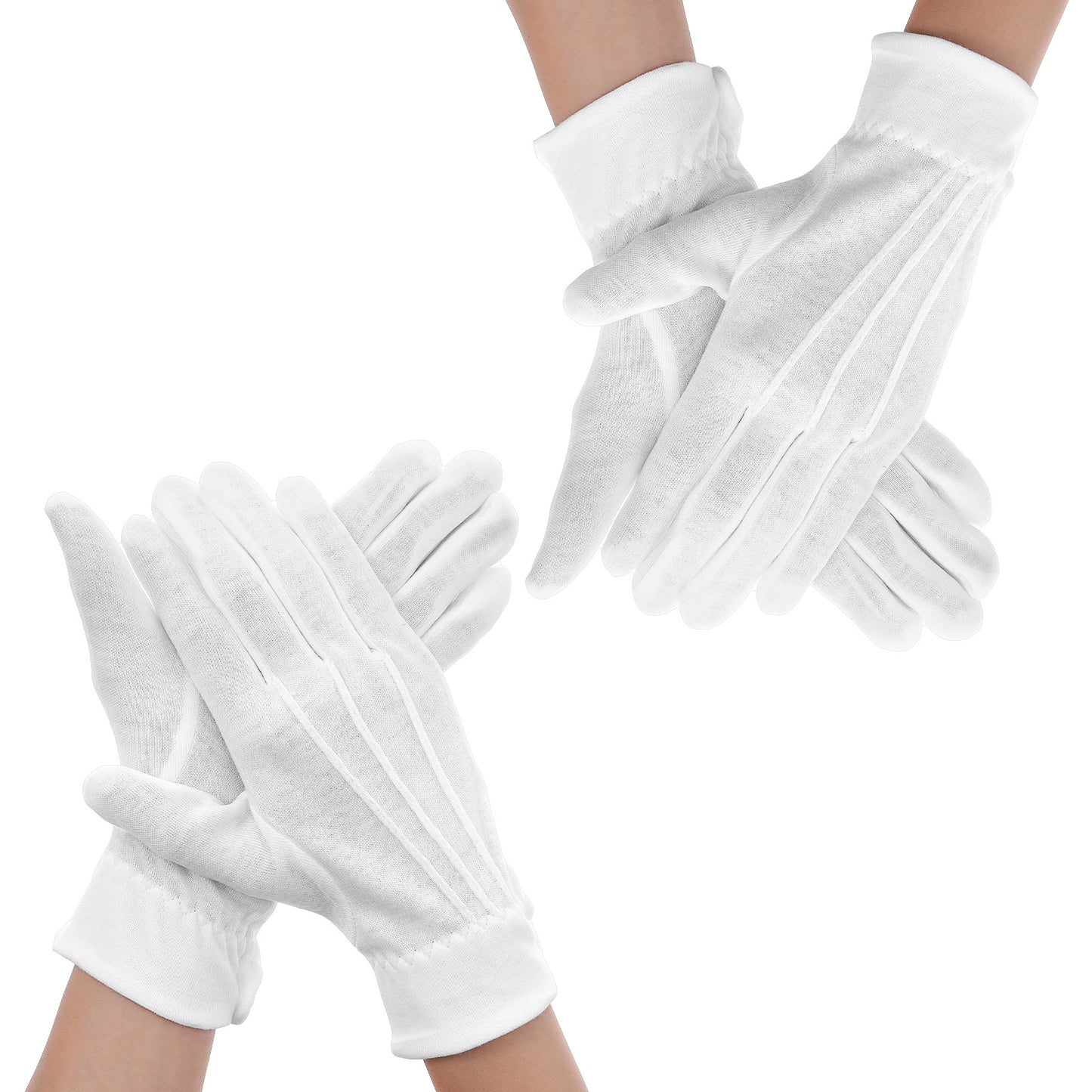 Giantree 2 Pairs of White Uniform Gloves, White Cotton Glove for Men and Women, Parade Dresses Gloves, Non-Slip Honor Guard Glove for Dress Attendants Jewelry Inspectors and Police Dress Attendants