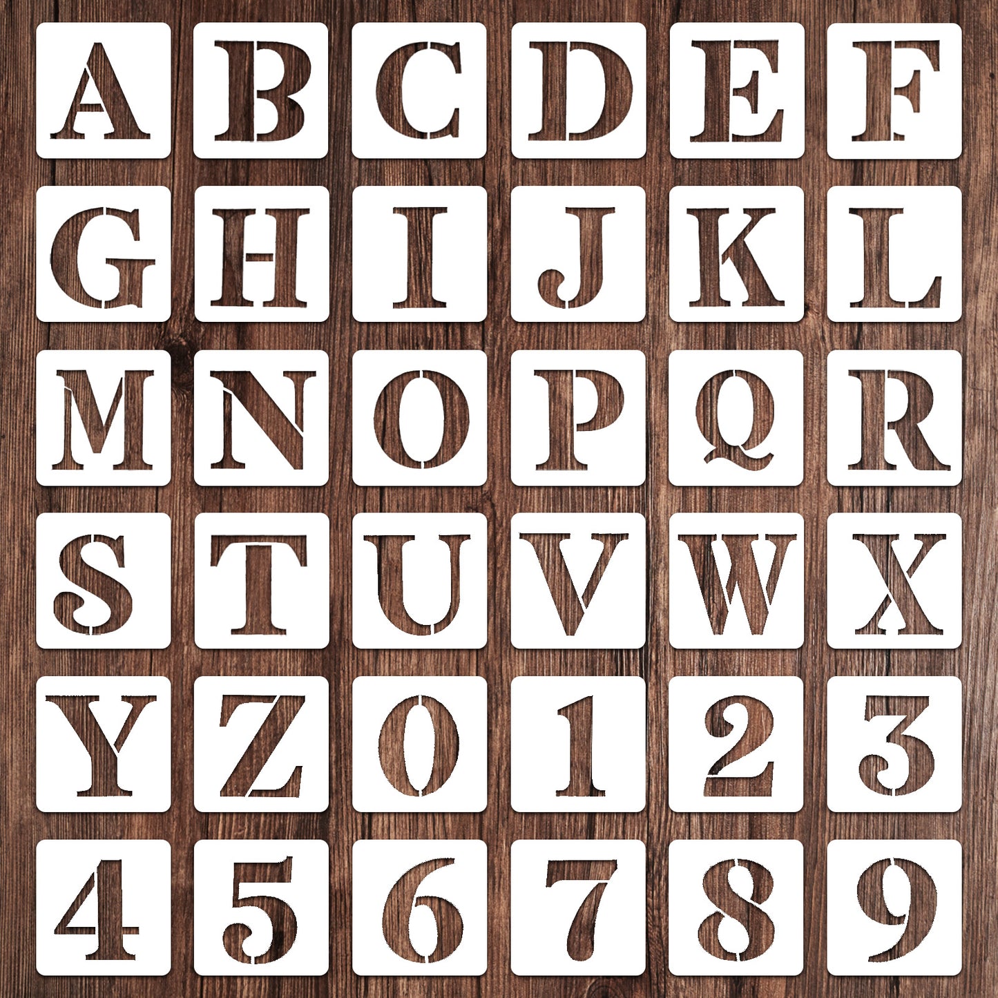 LXUEJIE 4 Inch Letter and Number Stencils 36 Pcs, Reusable Alphabet Spray Paint Stencils Plastic Alphabet and Number Stencil for Painting on Wood Wall Canvas Rock Glass DIY Art Projects(4 Inch)