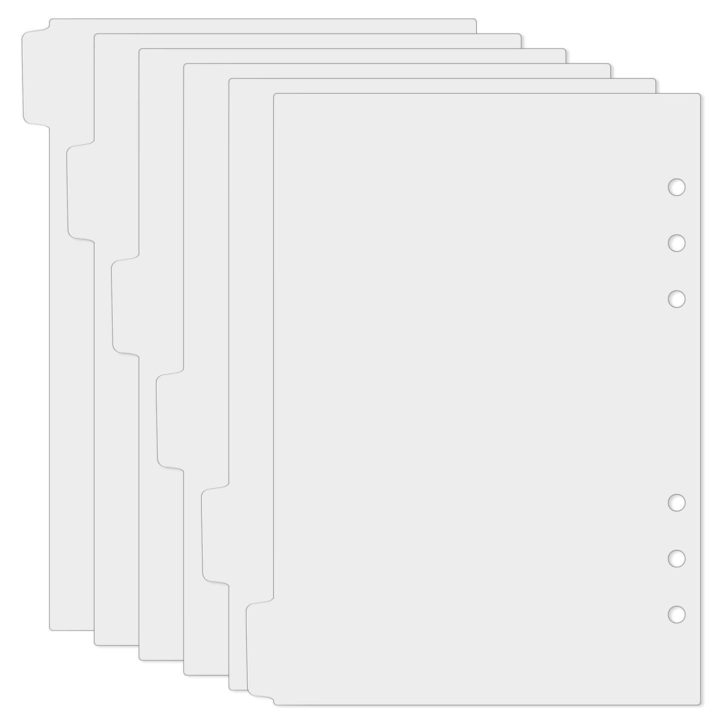 simarro 6-Ring Binder Plastic Divider Set, A5 Insertable Binder Dividers Suitable 6 Tab Binder Dividers for Notebooks and Binders(White)