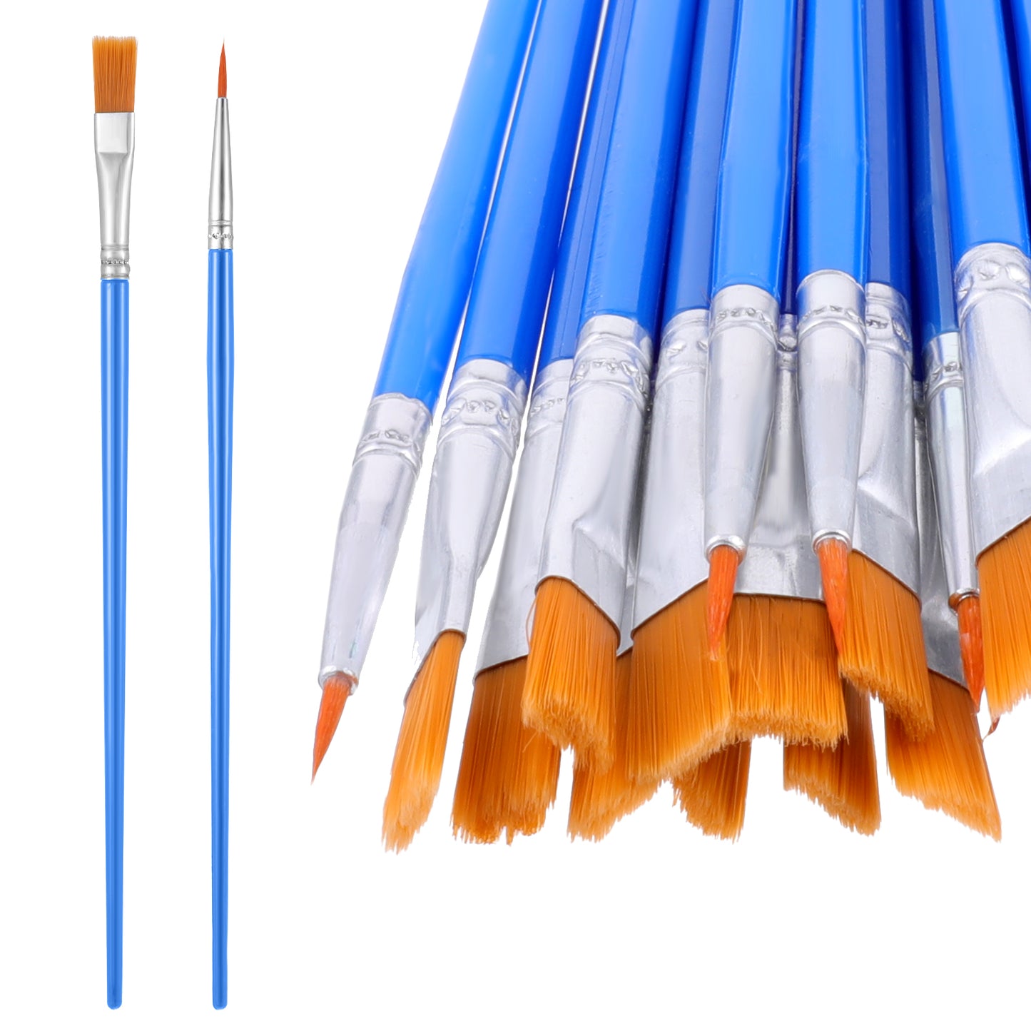 BOHUIZ 30 Pcs Small Paint Brushes Set, Small Flat and Round Pointed Paint Brushes Set Nylon Hair Detail Painting Brushes for Acrylic Oil Watercolor Rock Painting Drawing Body Face Nail Art Supplies