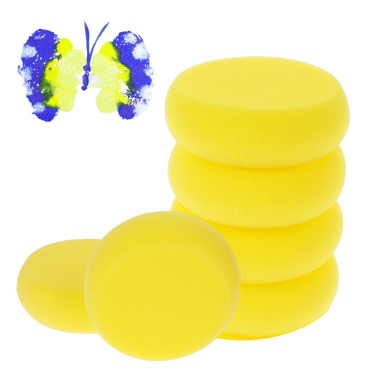 Bewudy 6 Pcs Pottery Sponges, 3Inch Yellow Round Painting Sponge, Artist Sponges Craft Clay Sponge Watercolor Sponges for Face Painting Pottery Ceramics Art Crafts (6)