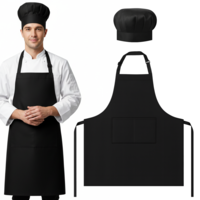 LXUEJIE Chef Apron Hat Set, Adjustable Kitchen Cooking Bib Apron with 2 Pockets Baker Costume for Men Women