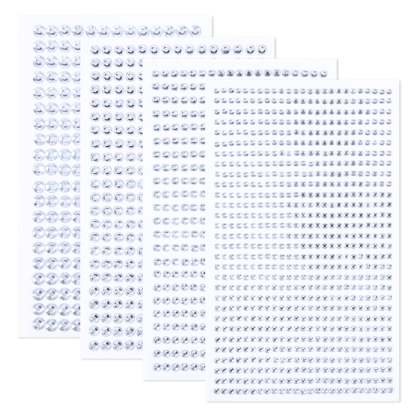 IANFAN 3584 Pcs 8 Sheets Silver Rhinestone Stickers, 3/4/5/6mm Gem Stickers Self Adhesive Crystal Rhinestone Sticker for DIY Craft, Card Decorations, Hair Face Body Makeup
