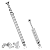 JJUNW 2Pcs Piercing Ball Grabber Tool, Sugar Bead Sprinkle Pen, Piercing Holder Tool 4-Claw Pick Up Tool, Piercing Removal Tweezers for Cake Decoration Jewelry Tiny Objects