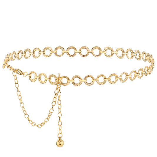 BOHUIZ Women's Metal Chain Belts, Gold O Ring Chain Belt Adjustable Boho Waist Chains Country Concert Outfit for Dress Jeans