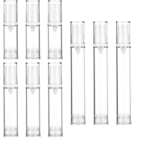 HJZHII 12pcs Airless Travel Pump Bottle, Empty Airless Pump Bottles Refillable Clear Travel Pumps Bottle Plastic Press Lotion Travels Container for Lotion Foundation DIY Creams(5ml 10ml 15ml)
