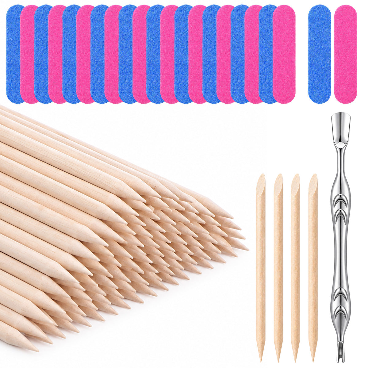 YUXMU 200 Pcs Orange Wood Cuticle Sticks, Double-End Pusher for Manicure