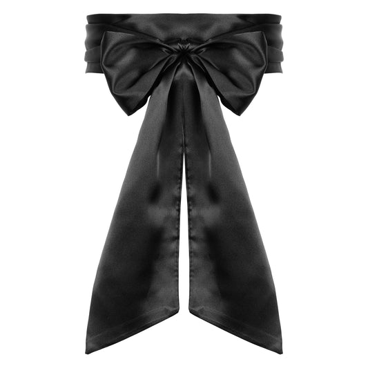 AOZUO Wedding Satin Sash Belt Women Dress Belt Bridal Waist Belts for Special Occasions Party 3.74 Wide(Black)