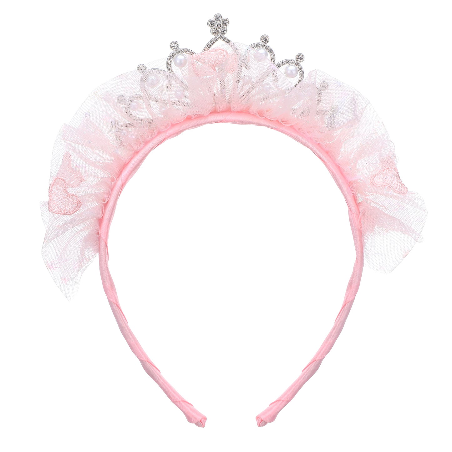 Andibro Pink Toddler Princess Tiara Crown Headband, Cute Glitter Tulle Crown Headband for Birthday Fairy Costume Party