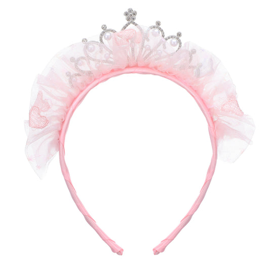 Andibro Pink Toddler Princess Tiara Crown Headband, Cute Glitter Tulle Crown Headband for Birthday Fairy Costume Party