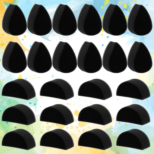 LXUEJIE 24PCS Face Paint Sponges, Black High Density Face Painting Sponges, Petal Semicircular Paint Sponge for Adults Art Work Body Painting Christmas Halloween Makeup