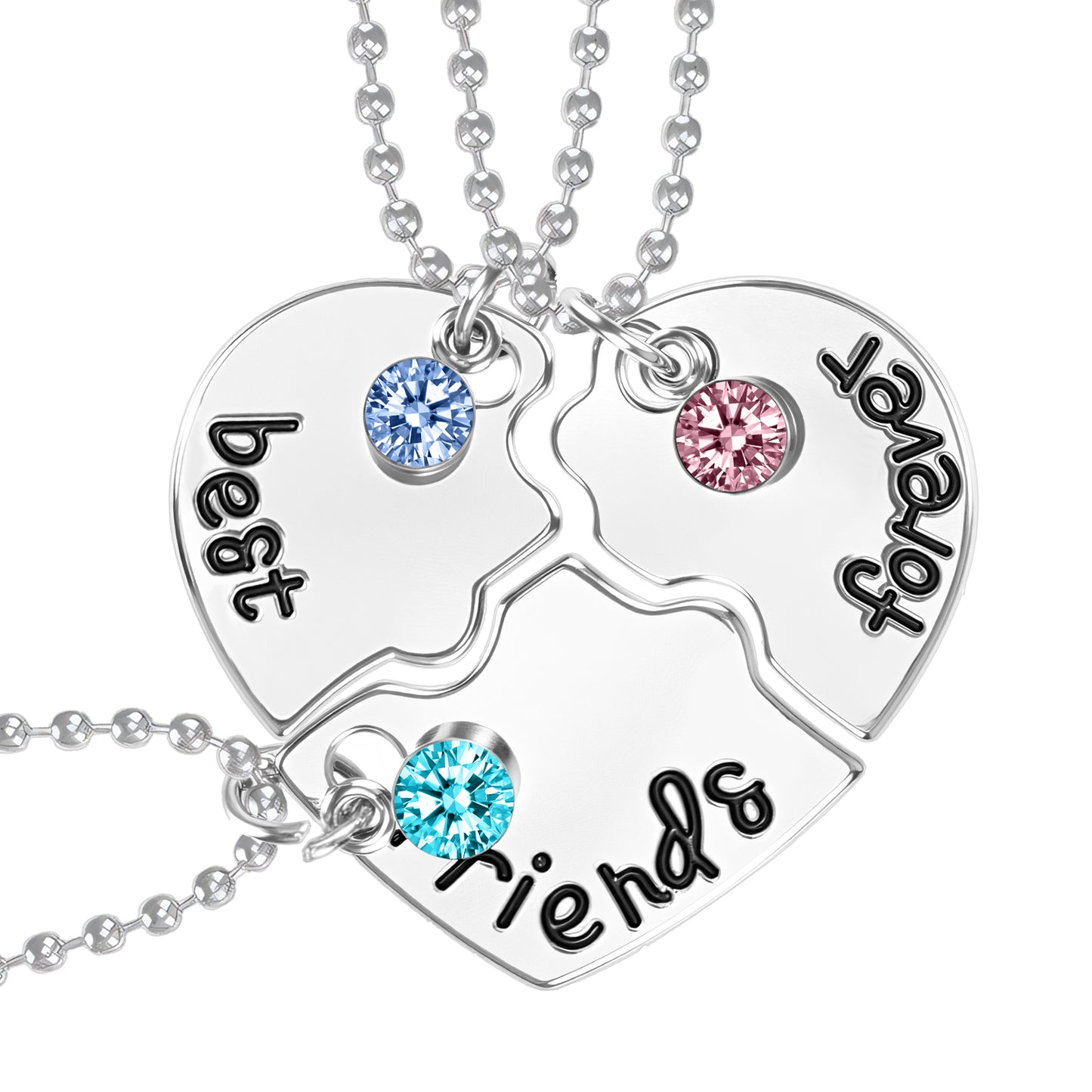 Andibro Friendship Necklace for 3, BFF Best Friend Necklaces 3 Heart Broken Stitching Necklace Heart Puzzle Matching Jewelry Gift for Women