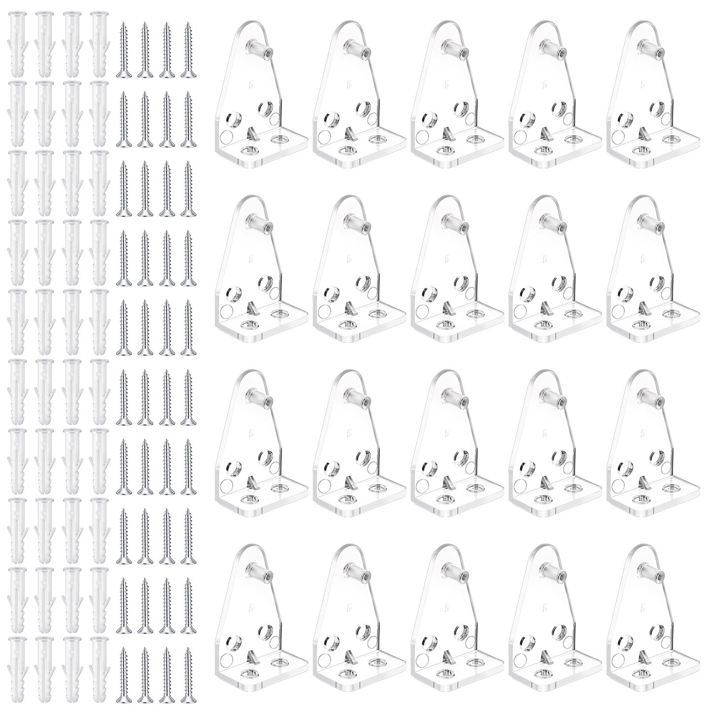 WJIAAA 20 Pieces Hold Down Bracket, Mini Brackets for Blinds, Clear Plastic Blind Brackets Holder, Rail Hold Clips Replacements for Horizontal Blinds Windows Doors